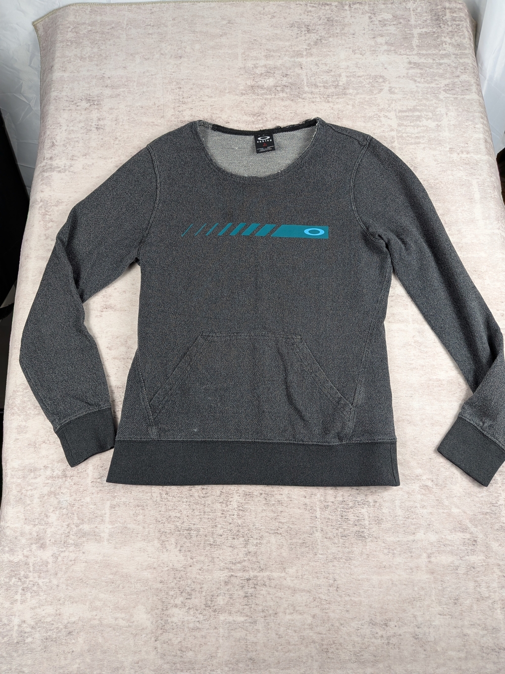 Oakley Women's Charcoal Grey Heathered Graphic Pullover Sweatshirt Size Medium M